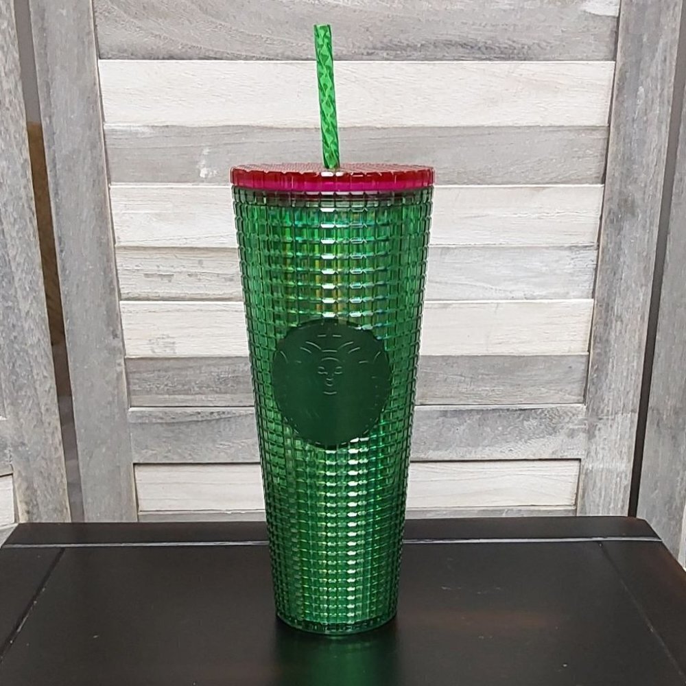 Spring 2023 Green and Pink Grid Cold Cup (24 oz) | Starbucks